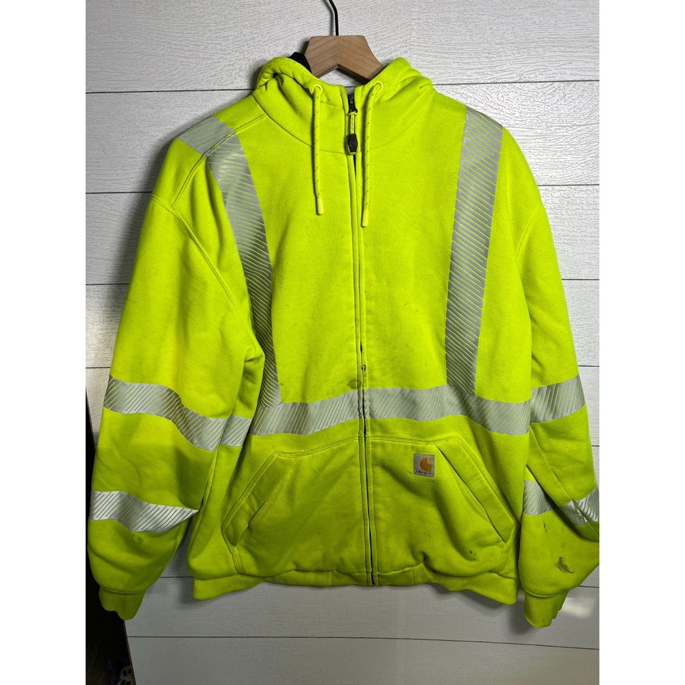Carhartt Rain Defender Hi-Vis Hoodie Mens Large Tall L TALL TS4988-M Lime Green